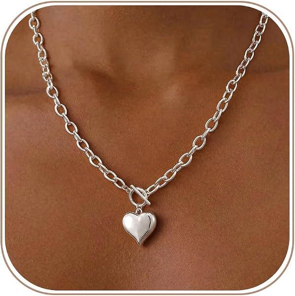 Chunky Gold Necklace for Women, Simple Toggle Clasp Pendant Necklace | Amazon (US)