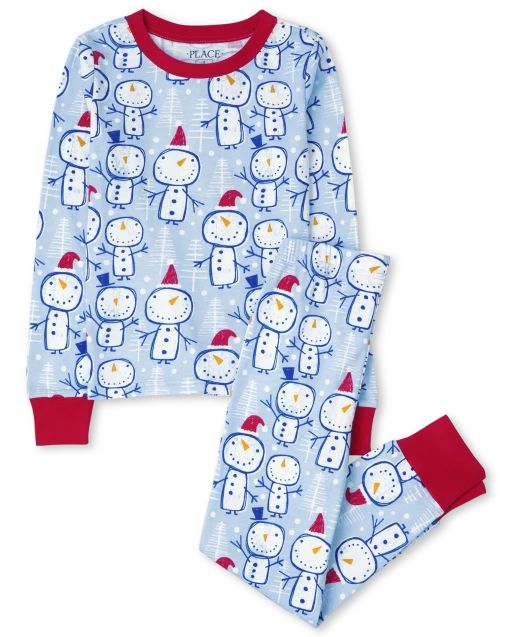 Unisex Kids Christmas Long Sleeve Snowman Print Snug Fit Cotton Pajamas | The Children's Place CA... | The Children's Place