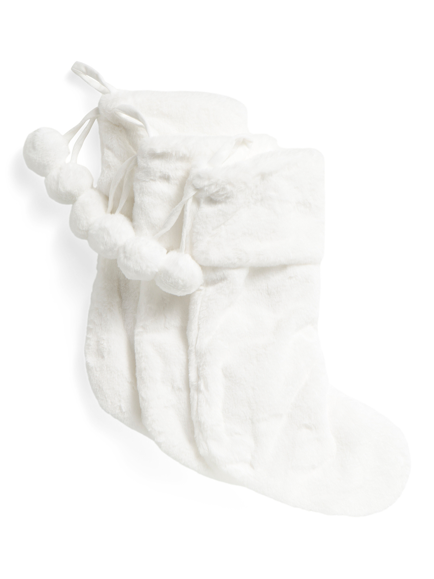 3pk Koda Solid Faux Fur Stockings With Poms | Garlands & Trimmings | Marshalls | Marshalls