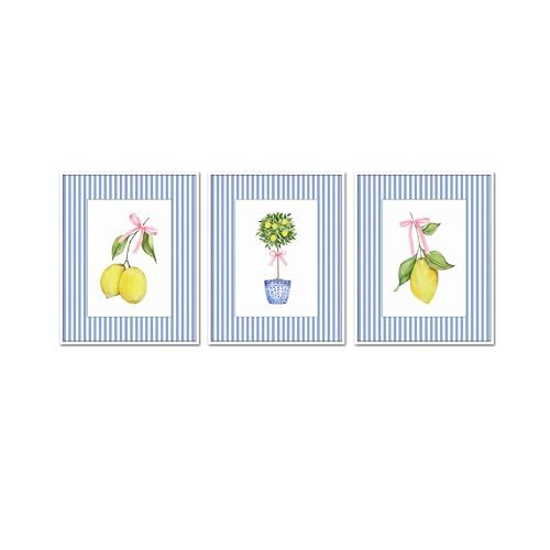 Watercolor Lemon Topiary Print Set, Chinoiserie Wall Art, Chinoiserie Decor, Vintage Botanical Pr... | Amazon (US)