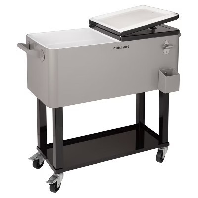 Cuisinart 80Qt Outdoor Cooler Cart: Stainless Steel Patio Beverage Stand with Dual Lids, Wheels, Cap Opener | Target