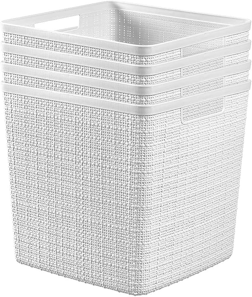 Curver Jute Decorative Plastic Organization and Storage Basket Perfect Bins for Home Office, Closet  | Amazon (US)