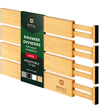 Drawer Divider and Organizer for Kitchen Organization - Adjustable Bamboo Drawer Dividers Organiz... | Amazon (US)