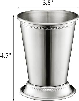 ZEAYEA Set of 2 Mint Julep Cups, Classic Stainless Steel Glasses for Party Bar Home Restaurant, 1... | Amazon (US)