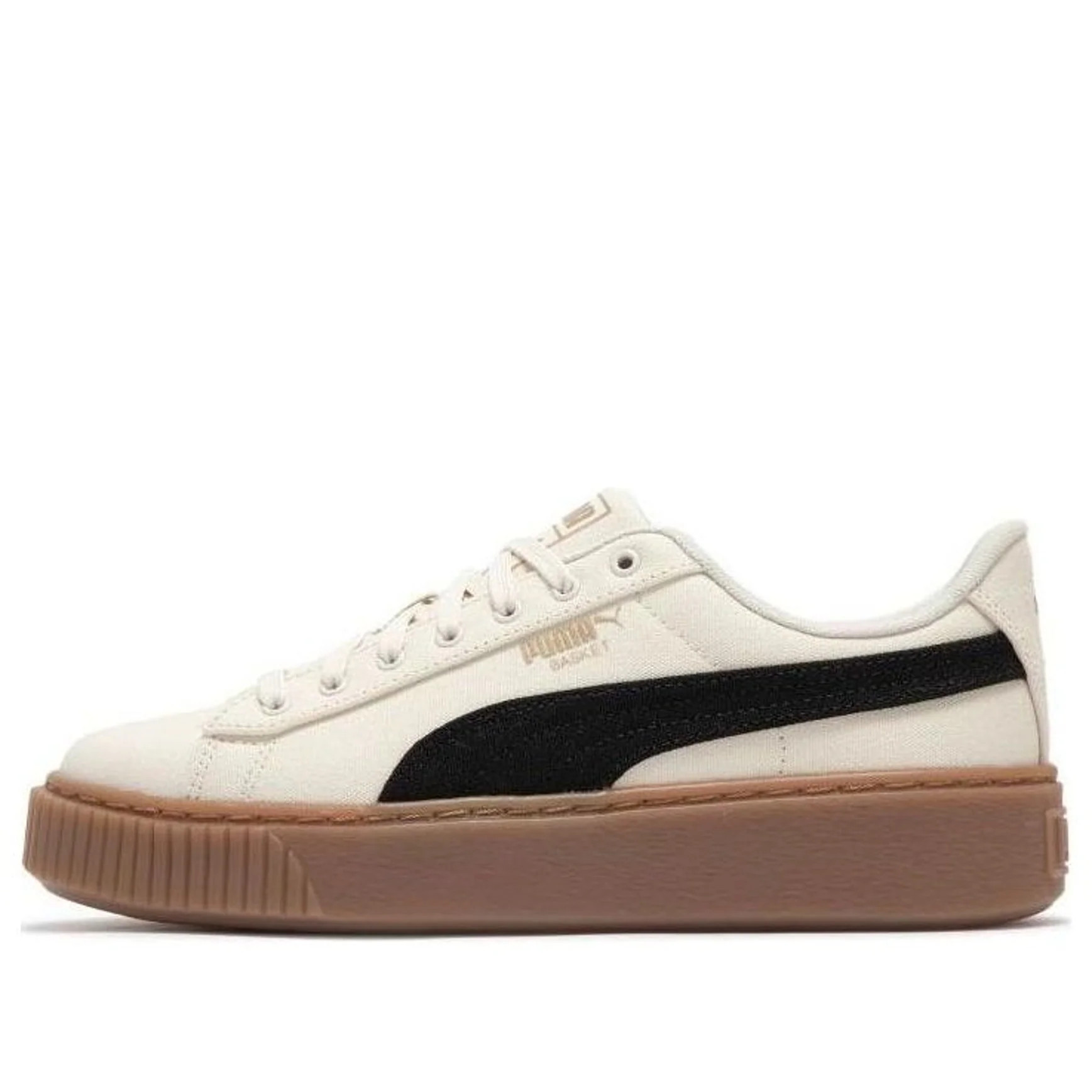 (WMNS) PUMA Basket Platform Canvas 'Beige Black' 399251-01 | KICKS CREW