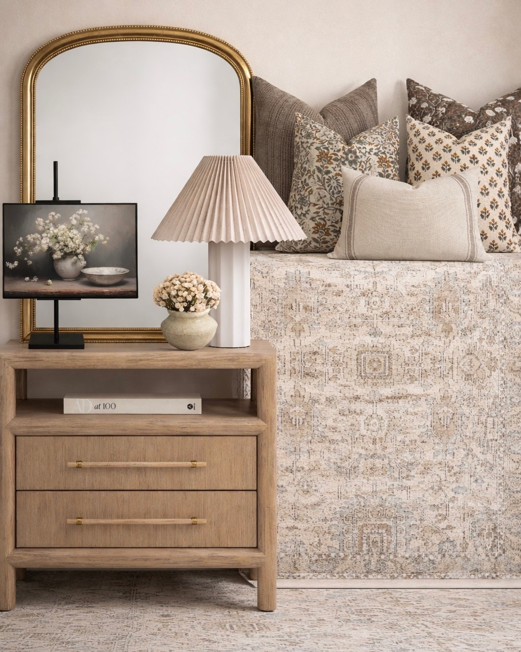 Neutral Bedroom Curated Collection — Warm Wood Nightstand, Designer Rug, Pleated Lamp & Patterned Pillows

Follow @farmtotablecreations on Instagram for more neutral home inspiration 🤍

Sharing a beautifully layered neutral bedroom collection that feels warm, timeless, and designer-inspired without being overdone. The light wood nightstand adds natural texture, while the pleated lamp and arched gold mirror bring soft elegance. A vintage-inspired rug grounds the space with subtle pattern, and the mix of neutral pillows creates that cozy, collected look that works in both bedrooms and guest rooms. These are versatile pieces you can mix into your home for an instant high-end feel.

Shop everything in this curated set to recreate the look or pick your favorite pieces to refresh your space.

#nightstand #bedroomdecor #bedroomfurniture #arearug #livingroomrug #throwpillows #tablelamp #homedecor #neutraldecor #bedroomideas #rug #pillows #woodfurniture #bedroomstyling #homefinds #ltkhome



#LTKHome #LTKSaleAlert