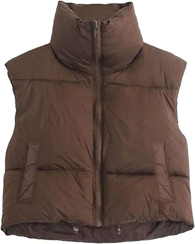 Axupico Women's Winter Cropped Puffer Vest Stand Collar Warm Lightweight Zipper Quilted Puffer Ve... | Amazon (US)