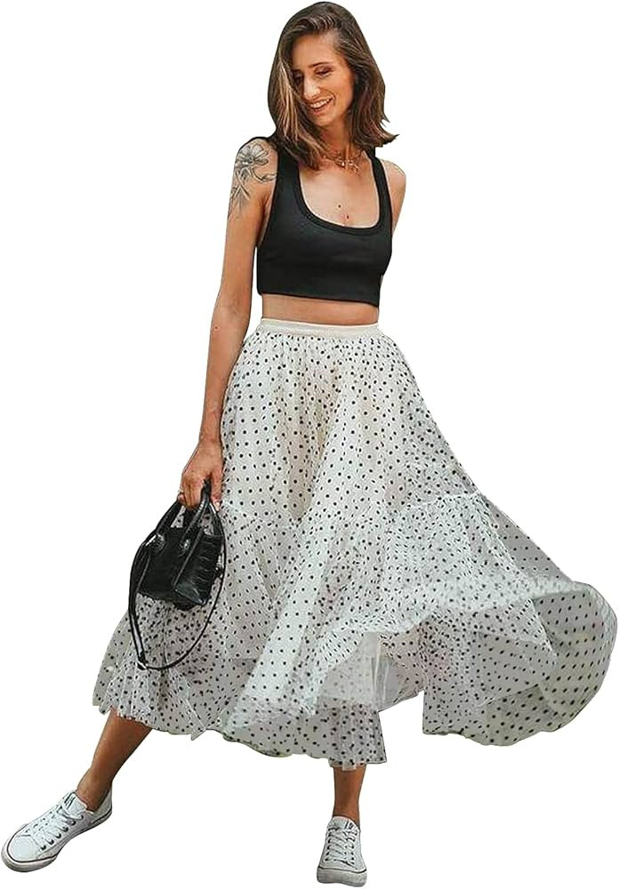 CHICWISH Women's Lilac/Cream/Grey/Pink/Black Layered Mesh Ballet Prom Party Tulle Tutu A-Line Max... | Amazon (US)