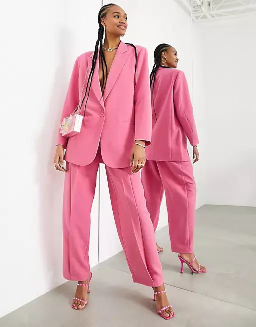 ASOS EDITION oversized blazer & wide leg pants in pink | ASOS | ASOS (Global)