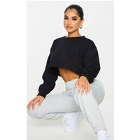 Petite Black Cropped Sweatshirt | PrettyLittleThing US