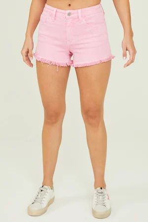 Adelaide Mid-Rise Denim Shorts in Pink | Altar'd State | Altar'd State
