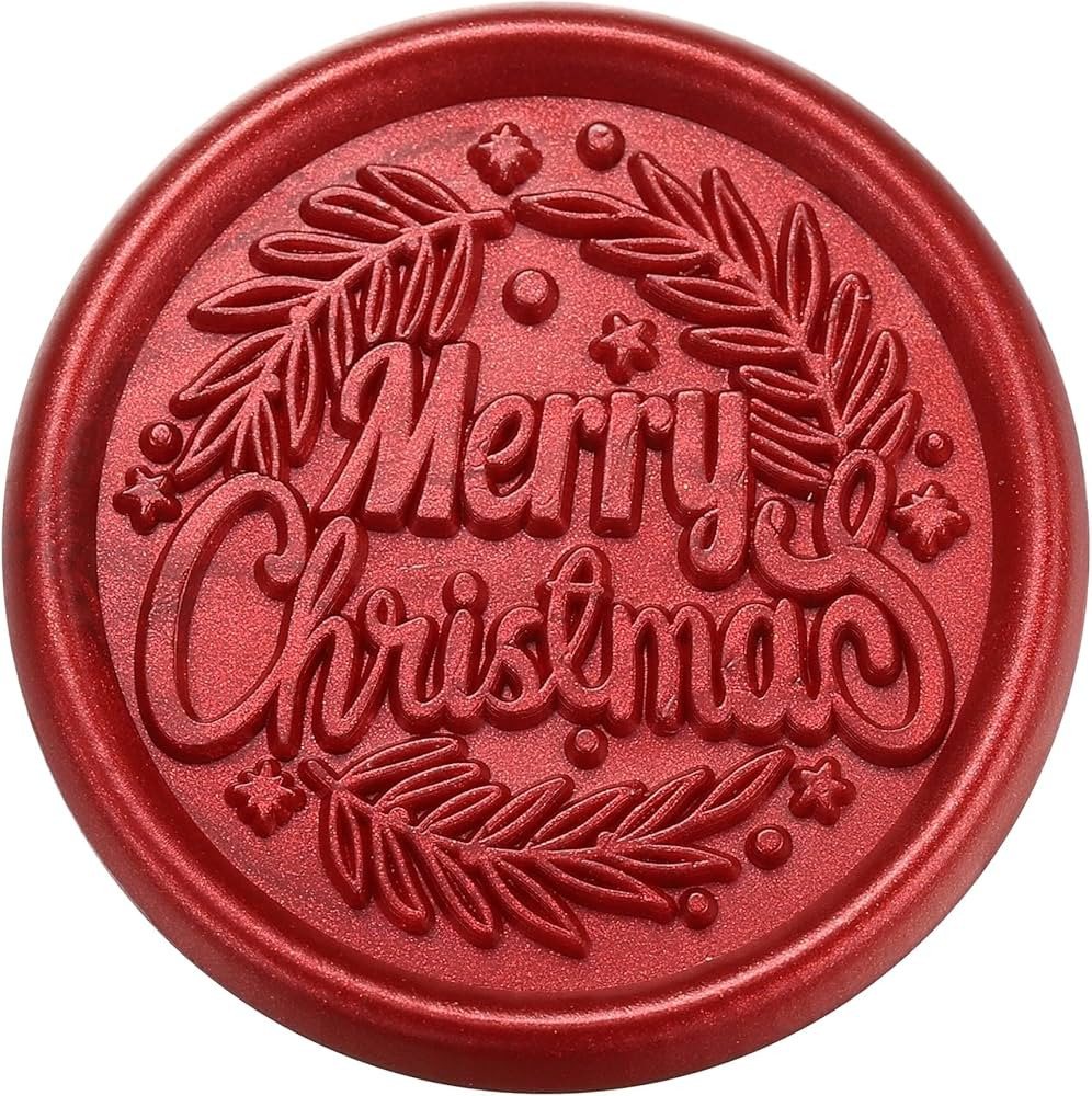 Yoption Christmas Wax Seal Stickers, 50 Pack Metallic Wine Red Merry Christmas with Olive Branch ... | Amazon (US)
