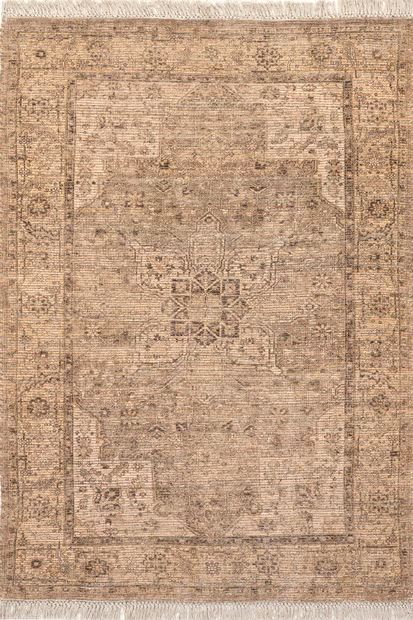 Beige Lennox Medallion Tassel Area Rug | Rugs USA