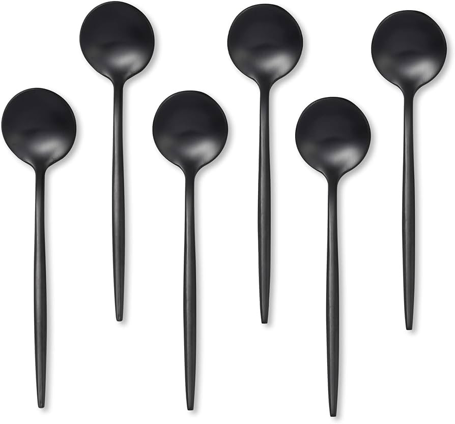 Black Coffee Spoons Set,Stainless Steel Teaspoons of 6,Espresso Spoons 5.11 inch,Demitasse Desser... | Amazon (US)