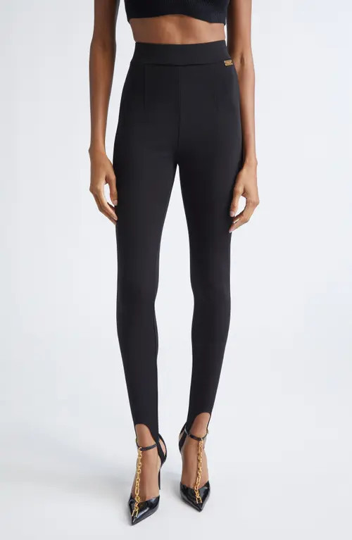 Balmain Zip Jersey Stirrup Leggings in Black at Nordstrom, Size X-Large | Nordstrom