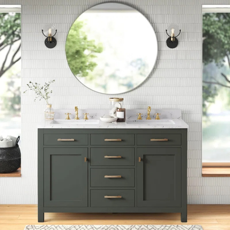 Atencio 54'' Free-standing Double Bathroom Vanity with Engineered Stone Vanity Top | Wayfair North America