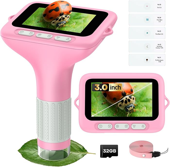 3" Screen Digital Microscope for Kids: 1000X Rechargeable Mini Pocket Portable Miniscope Magnifyi... | Amazon (US)