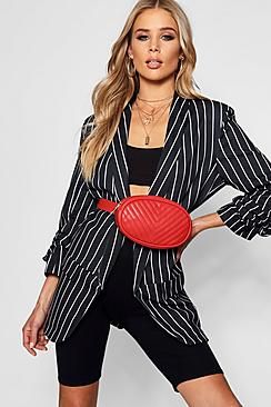 Stripe Ruched Sleeve Blazer | Boohoo.com (US & CA)