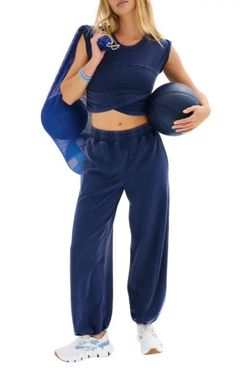 Free People FP Movement Hot Shot Crossover T-Shirt & Joggers Set in Midnight Navy at Nordstrom, Size Large | Nordstrom