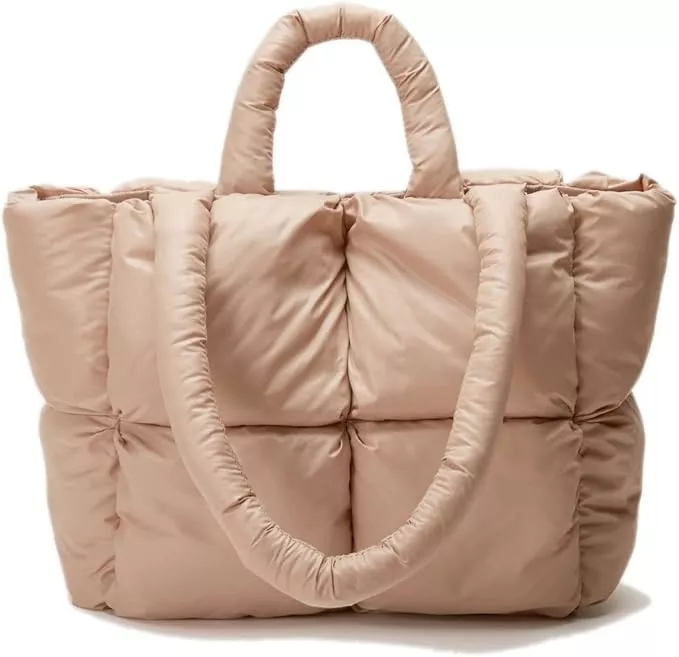  Large Puffer Tote Bag, Trendy Luxury Chic Quilted