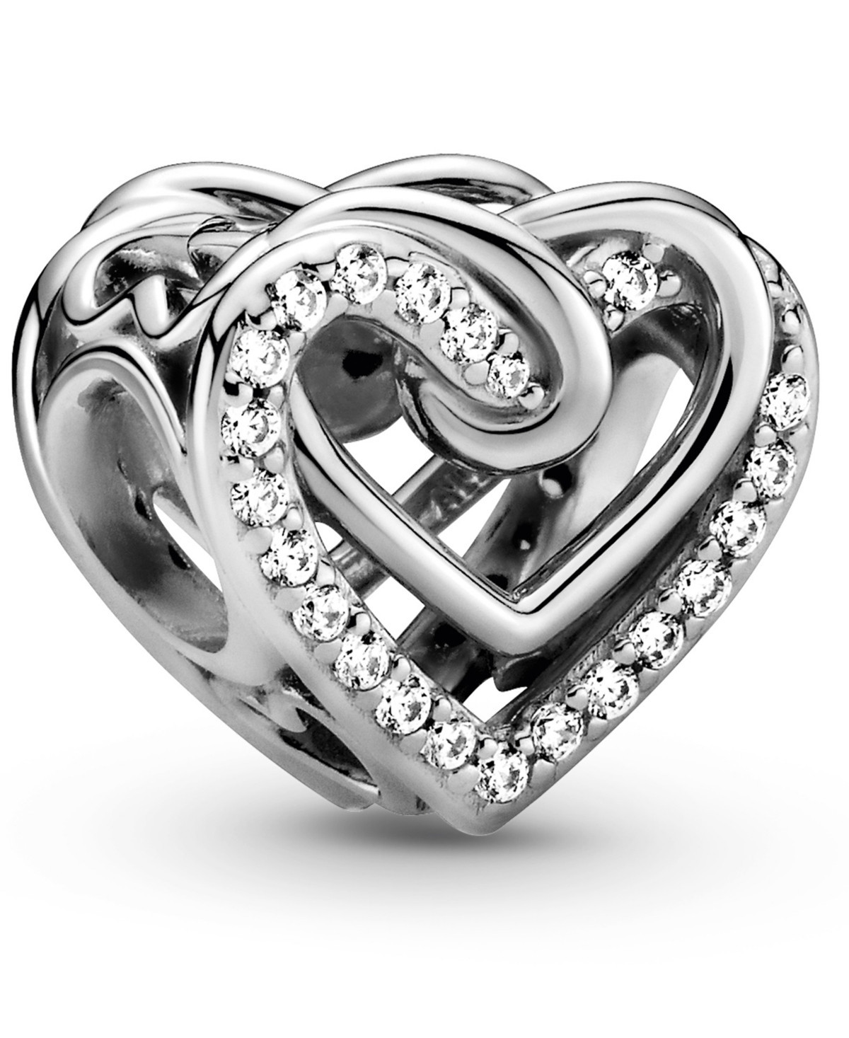 Pandora Cubic Zirconia Sparkling Entwined Hearts Charm - Clear | Macy's