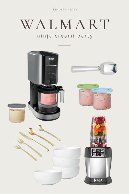 Our new ninja creami ice cream maker is on sale along with our ninja blender too! Linked everything I used to make our icecream, recipe on the blog over at lindseypedey.com 

#walmartpartner 

Summer, party, brass flatware, beaded bowl, icecream scoop, Walmart 



#LTKSaleAlert #LTKHome