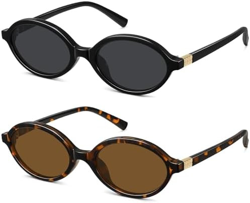 WOWSUN Retro Oval Sunglasses Womens Trendy Sun Glasses Sunnies UV400 Protection | Amazon (US)