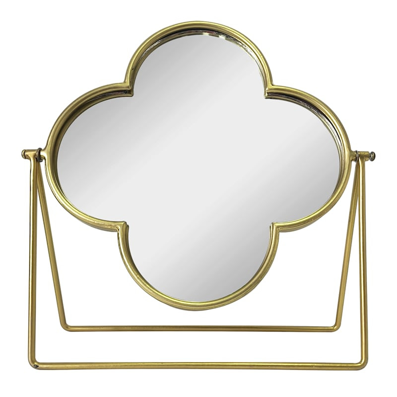 Gold Quatrefoil Mirror on Stand, 11.6" | At Home