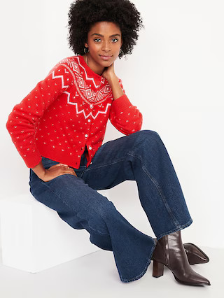 SoSoft Cropped Fair Isle Cardigan Sweater | Old Navy (US)