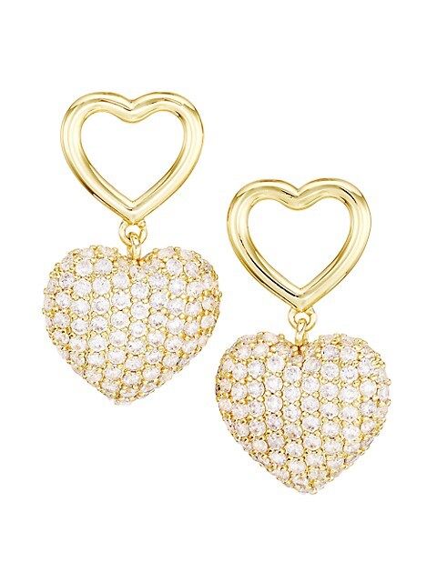 Goldtone &amp; Cubic Zirconia Puffy Heart Drop Earrings | Saks Fifth Avenue