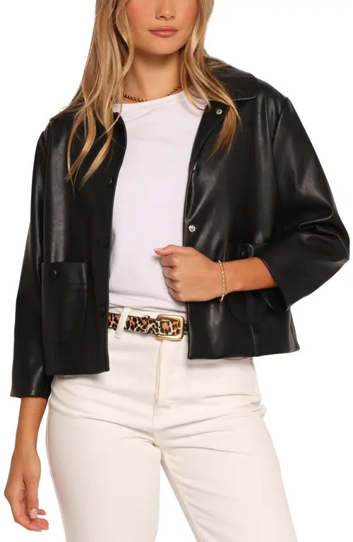 Petal & Pup Evora Crop Faux Leather Jacket in Black at Nordstrom, Size Small | Nordstrom