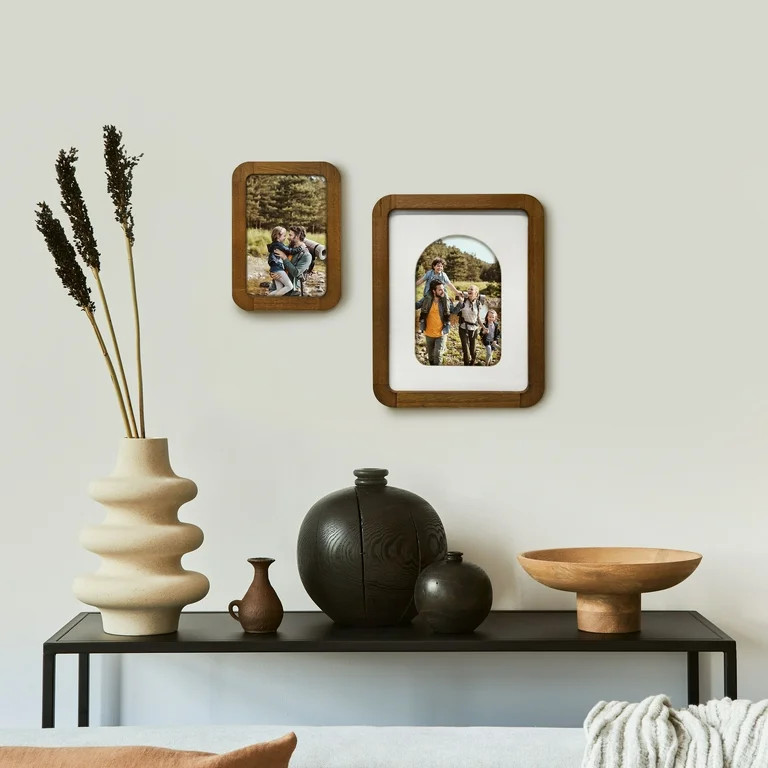 Mainstays 6x8 inch Matted to 4x6 inch Wood Table Top Picture Frame with Rounded Corners, Walnut | Walmart (US)