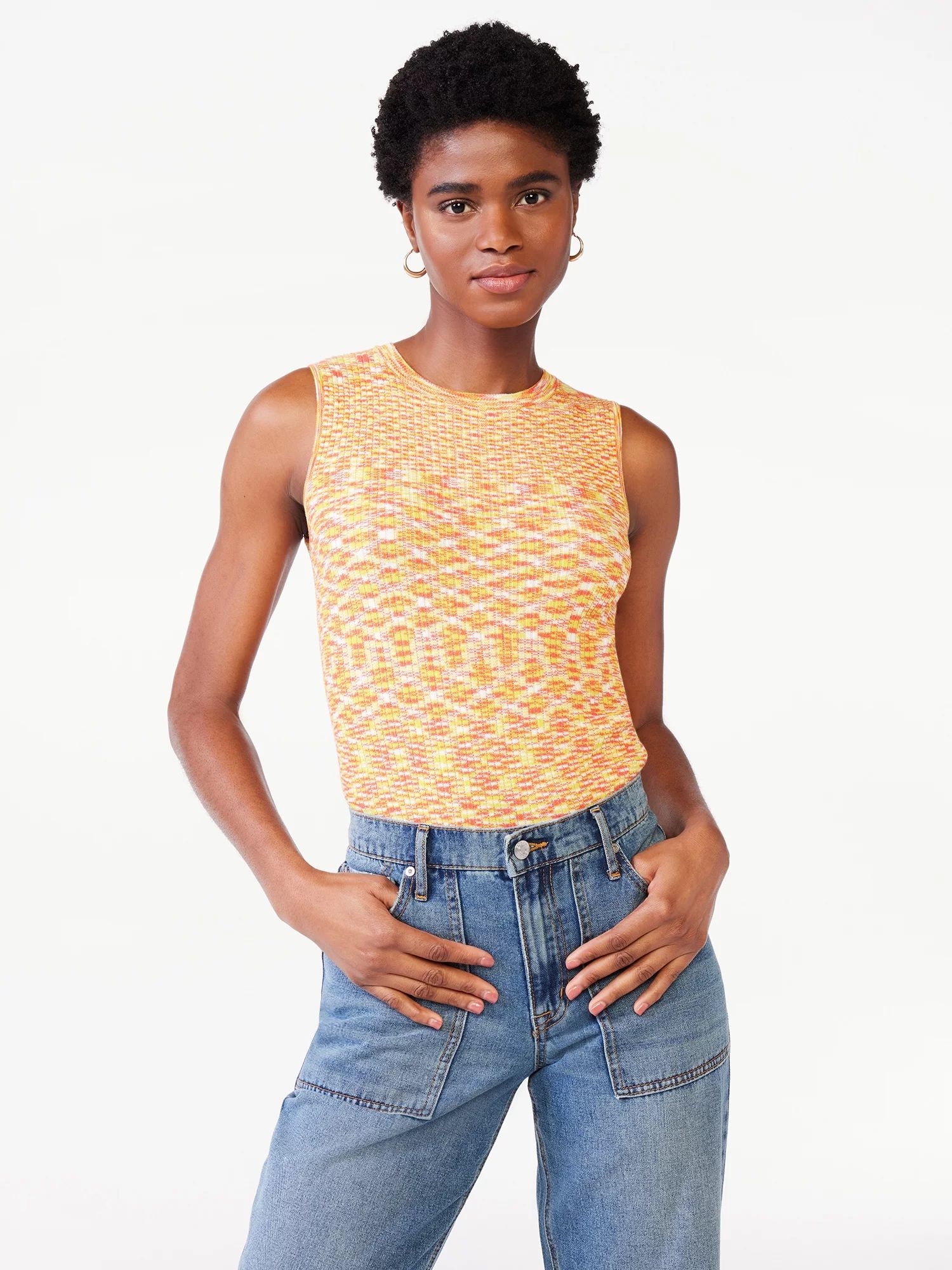 Scoop Women's Sleeveless Ribbed Space Dye Bodysuit | Walmart (US)