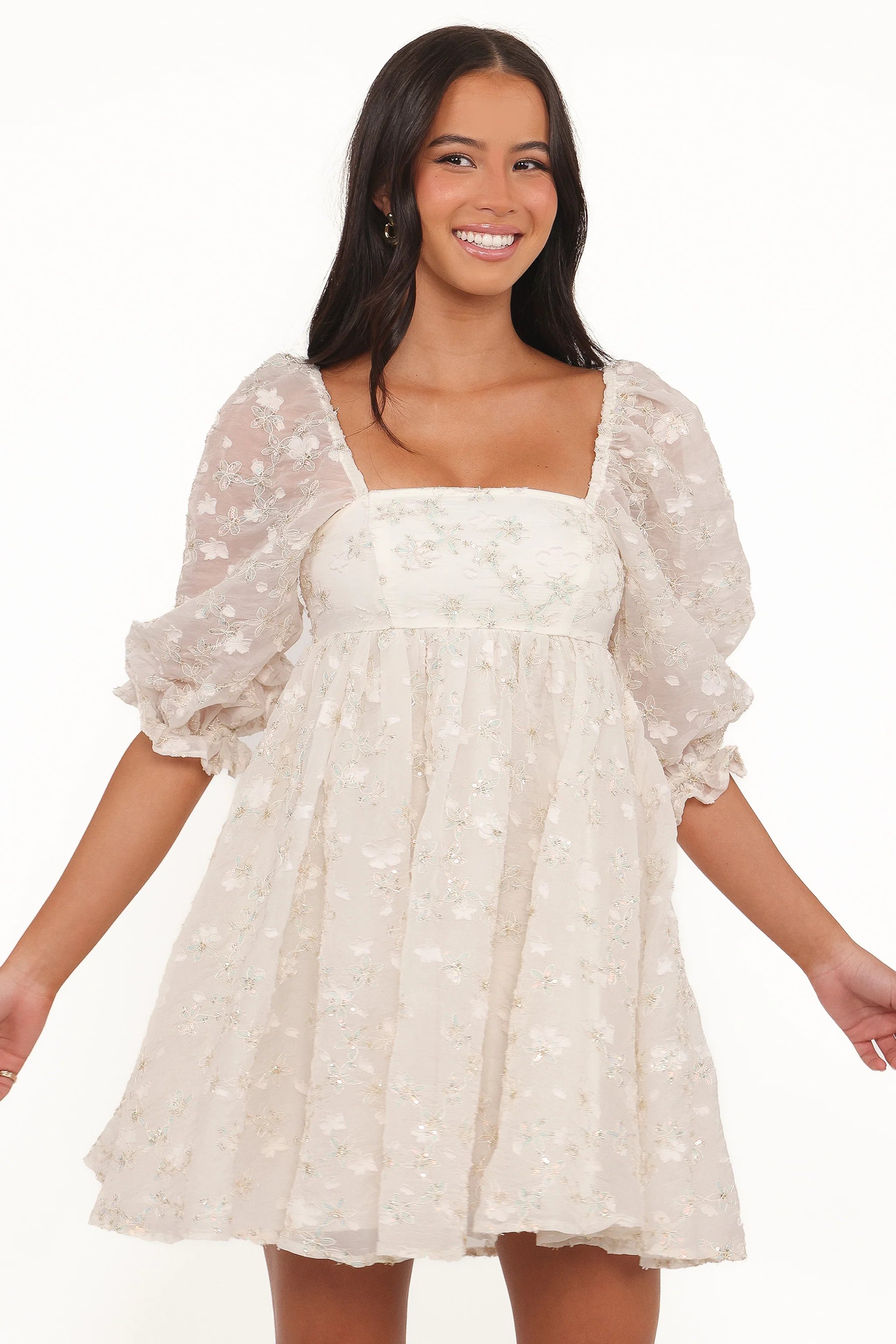 Lillan Mini Dress - Ivory Sequin | Petal & Pup (US)