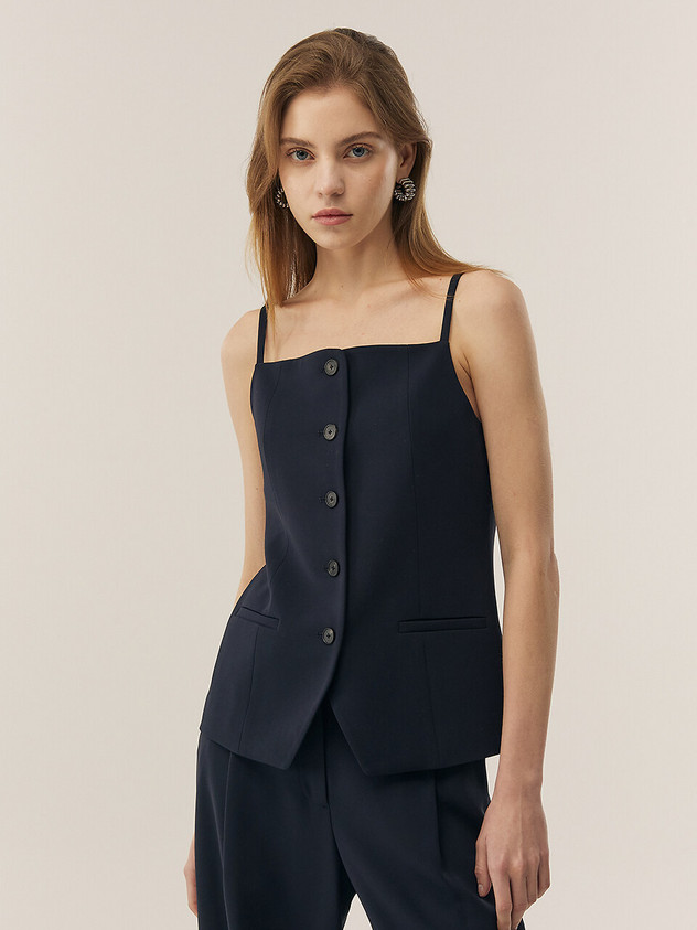 Drama Signature_Sleeveless Button-Down Top_3 Color | W Concept (US)