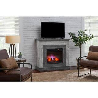 StyleWell Wildercliff 45 in. W Electric Fireplace Wall Mantel in Driftwood 148998 - The Home Depo... | The Home Depot