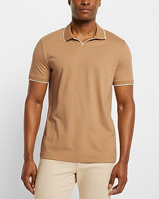 Solid Tipped Collar Jacquard Polo | Express