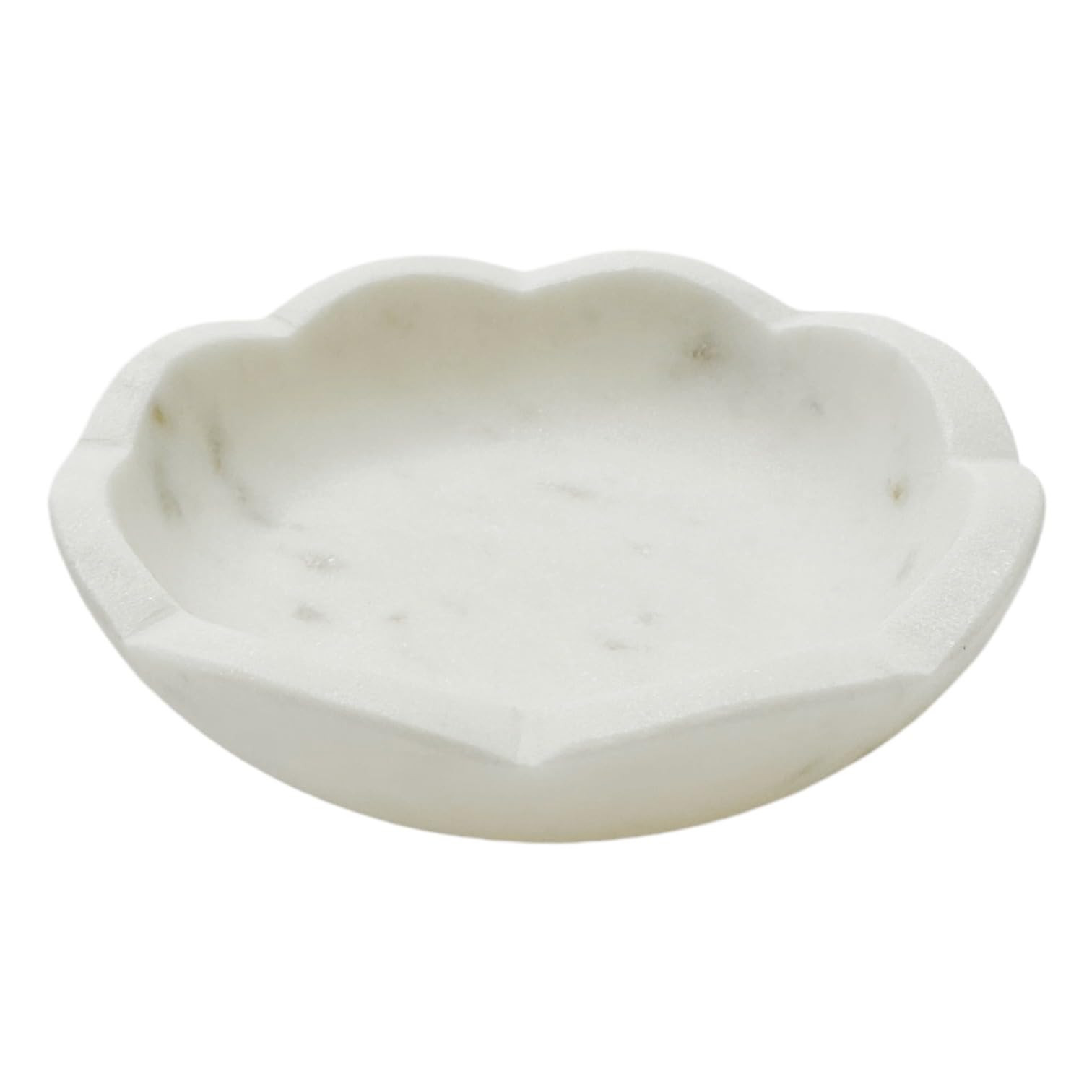 Scalloped White Marble Bowl - 4.6" - Handcrafted - Decorative Bijou Bowl - Jewelry Dish - Jewelry... | Amazon (CA)
