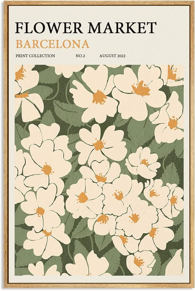 Zzuyi Flower Market Print Decor Green And White Fresh Art Print Canvas Print for Living Room, Bed... | Amazon (US)