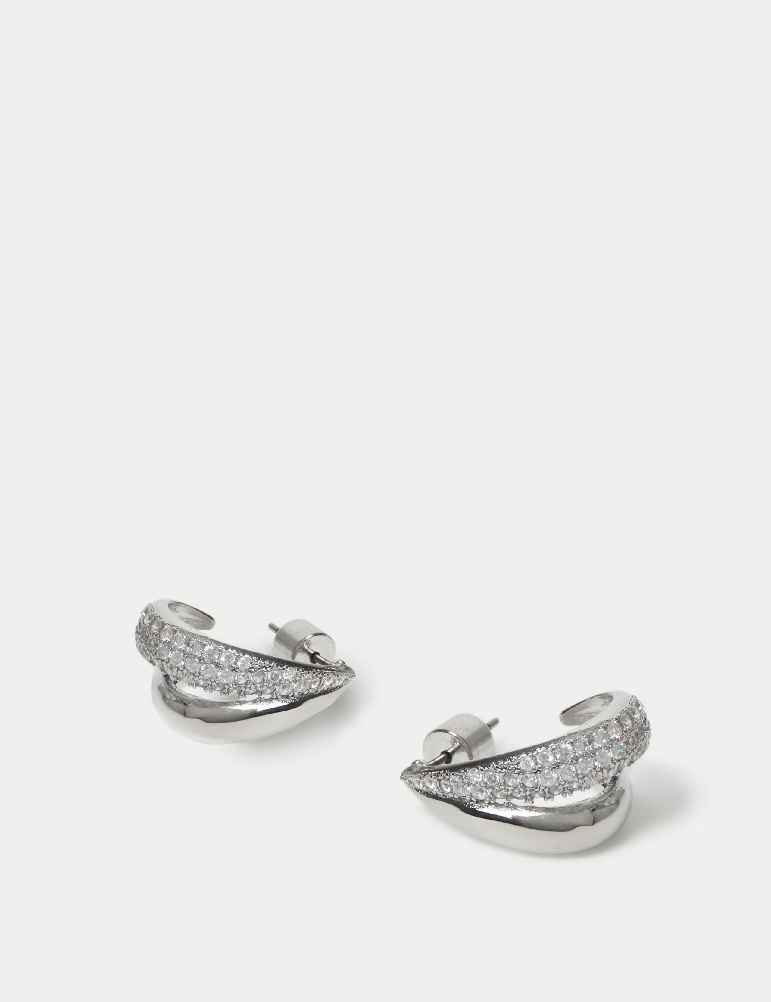 Platinum Plated Cubic Zirconia Double Hoop Earrings | Marks & Spencer (UK)