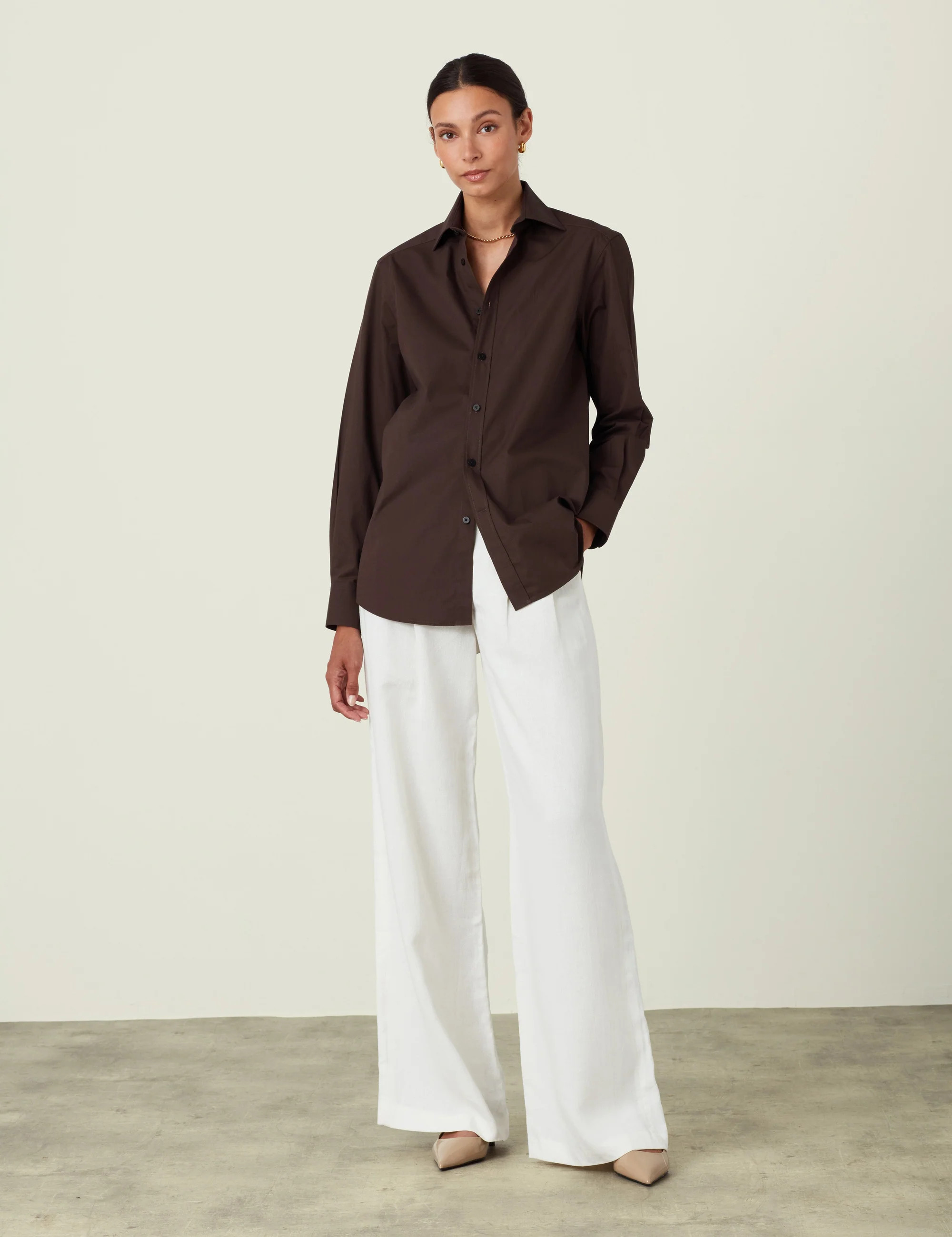 The Boyfriend: Fine Poplin, Chocolate | With Nothing Underneath