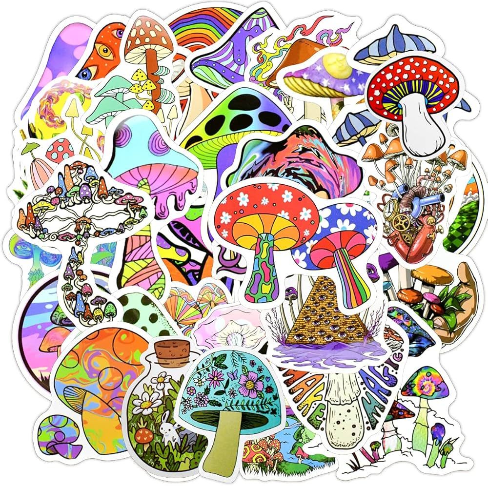 100 Pcs Cute Mushroom Stickers Waterproof Vinyl Mushroom Decals for Laptop Water Bottles Mushroom... | Amazon (US)