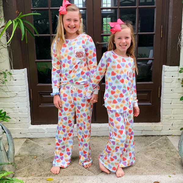 Monogram Girls Sweetheart Pajama Set | I Love Jewelry