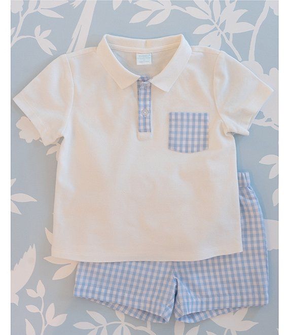 Edgehill Collection x The Broke Brooke Little Boy 2T-7 Brooks Pique Knit Polo and Gingham Short S... | Dillard's