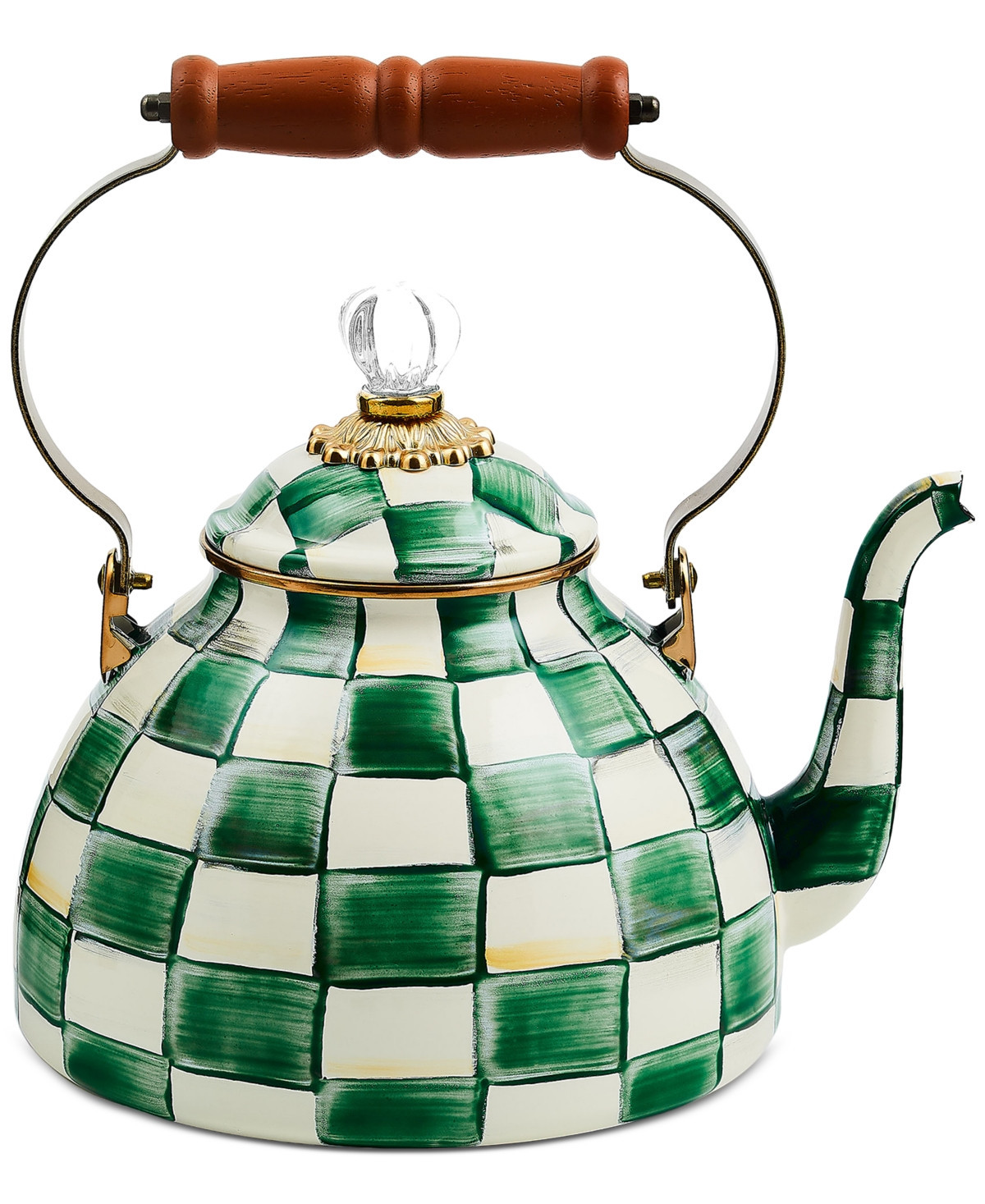 Mackenzie-Childs Emerald Check 3-Qt. Tea Kettle - Emerald | Macy's