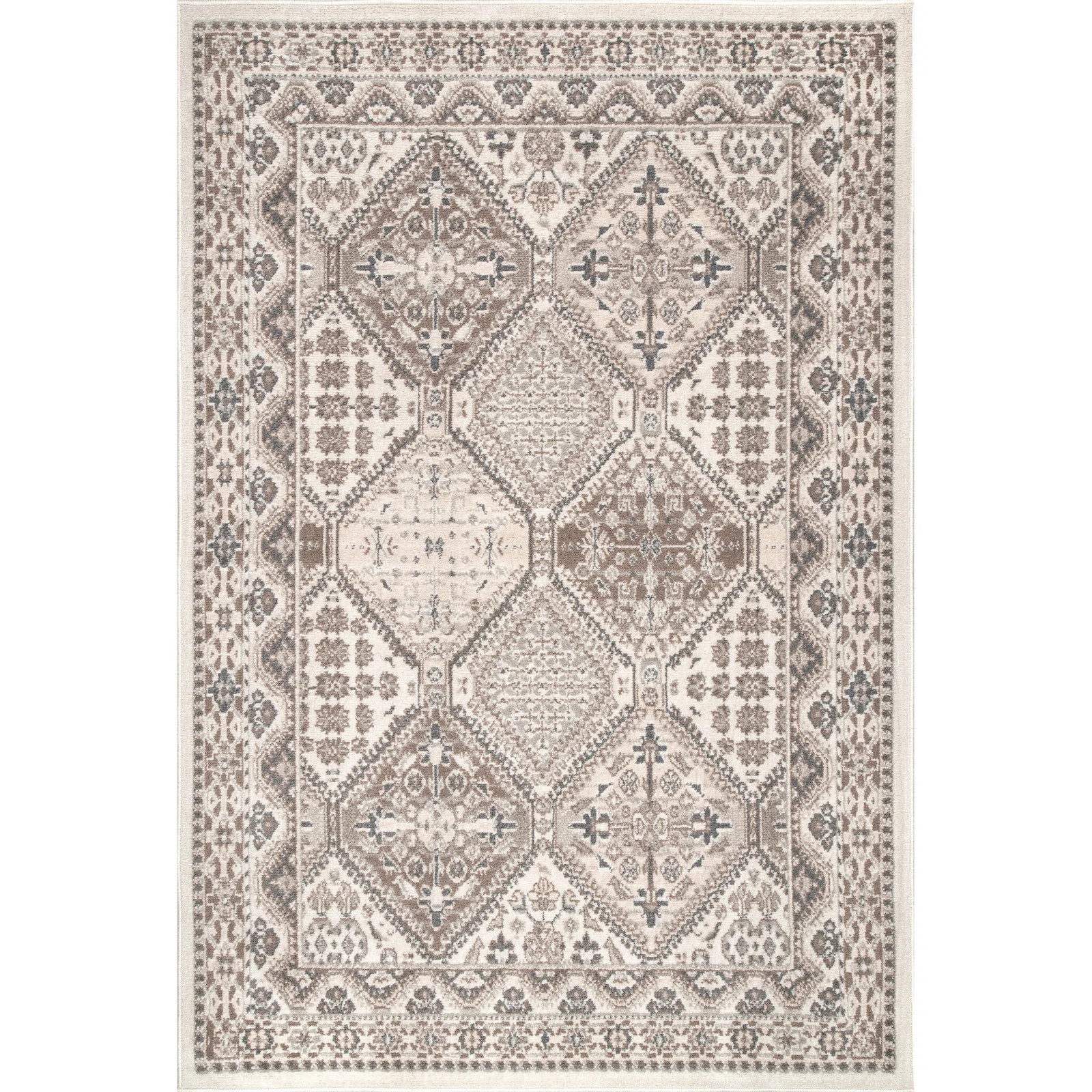 Holden Traditional Tiled Power Loom Performance Beige/Cream/Gray Rug | Wayfair North America