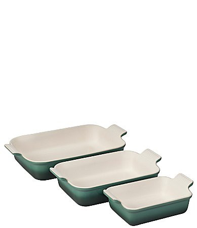 Le Creuset Heritage 3-Piece Rectangular Baking Dish Set - Artichaut | Dillard's