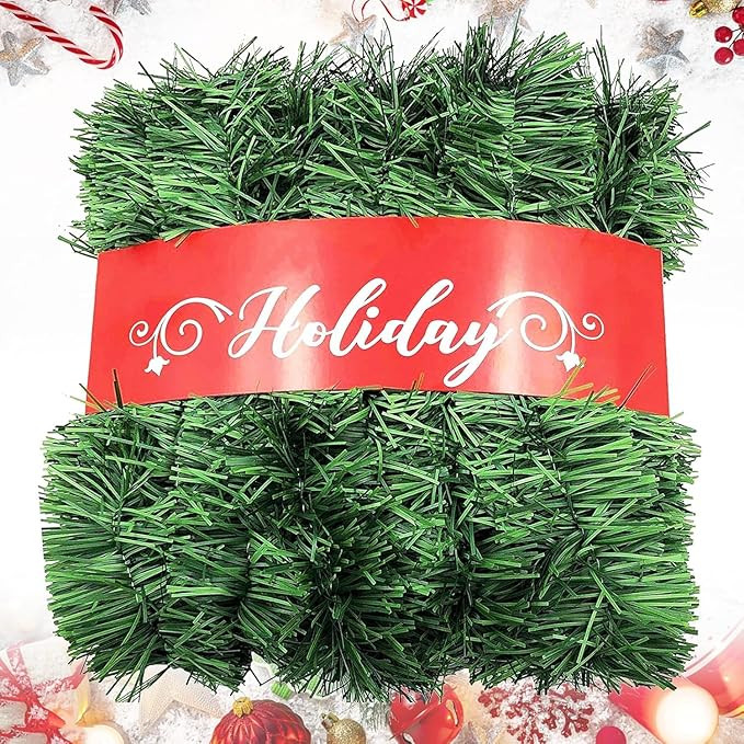 Christmas Garland, Artificial Non-Lit Soft Green Garlands 54FT Classic Christmas Greenery Garland... | Amazon (US)
