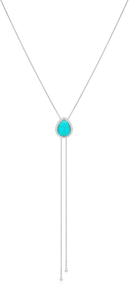 Western Cowgirl Necklace for Women Lariat Long Chain Hat Bull Head Horse Flower Turquoise Y Neckl... | Amazon (US)