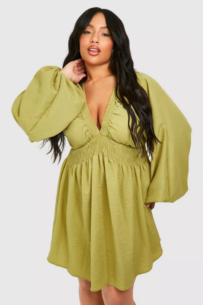 Plus Textured Batwing Smock Dress | boohoo (US & Canada)